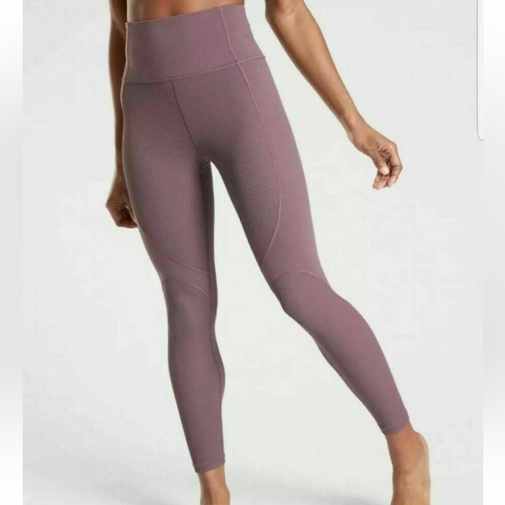 Athleta Volcanic Violet Rise Up Rib 7/8 Yoga Fitness Pant Leggings
